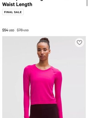 lululemon athletica Long Sleeve Tee in Bright Pink